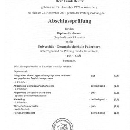 Abschlussprüfung Diplom-Kaufmann